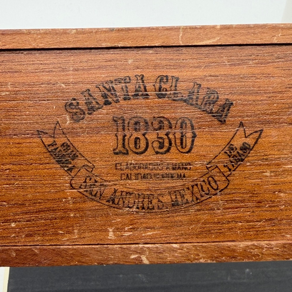 Vintage Santa Clara 1830 Wooden Cigar Box Sliding Lid San Andres Mexico - Picture 2 of 8